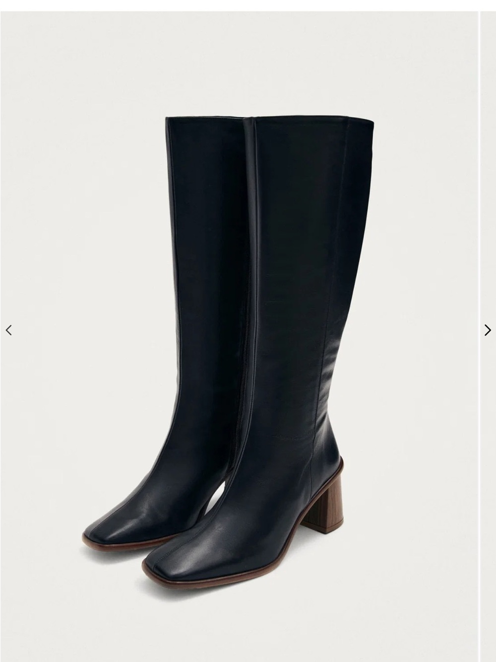 ALOHAS Black Over-the-Knee Leather Boots with Block Heel - Picture 2 of 7